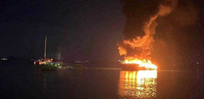 Speedboat engulfed in flames sinks off Koh Samui, Thailand