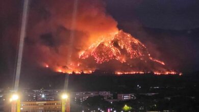 Raging wildfire engulfs mountains in northeast Thailand