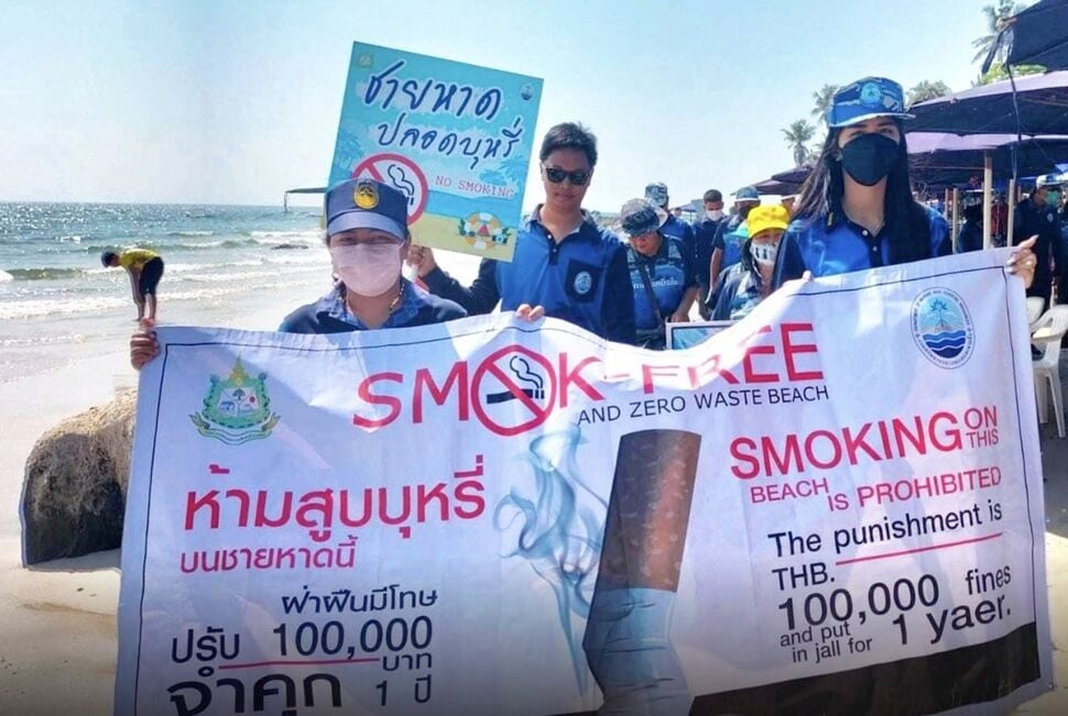 Authorities warn of huge fines or jail for smoking on Hua Hin Beach