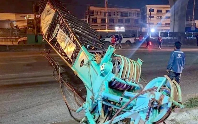 Collapsed crane on ‘cursed’ highway halts traffic in central Thailand