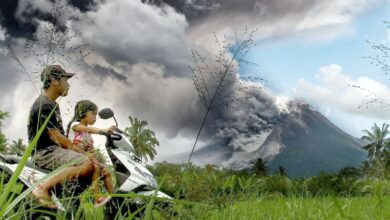 Mount Merapi volcano eruption in Indonesia