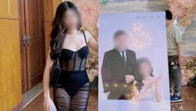 Woman wears see-through dress to wedding, overshadows bride and causes stir