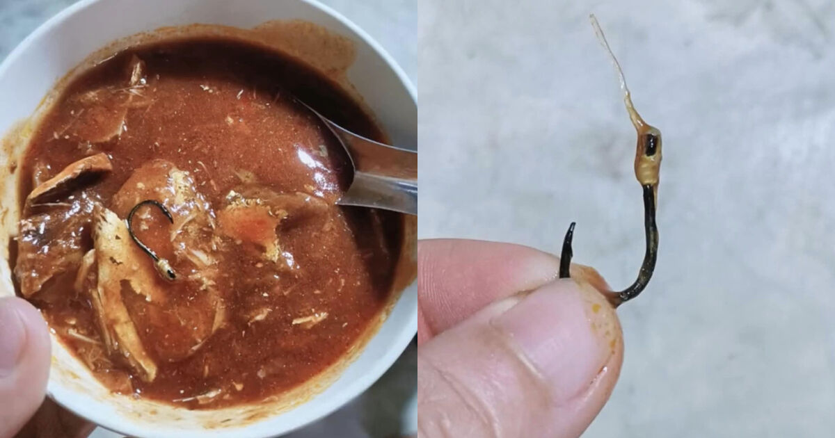 Customer finds bait hook inside tin of fish in Thailand