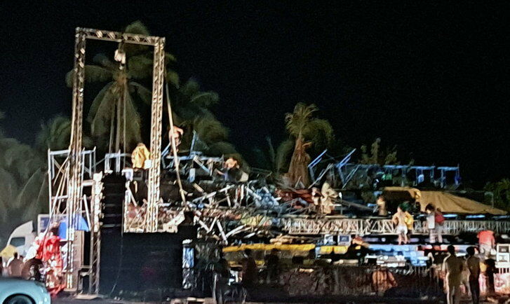 Mor Lam stage collapses during strong winds in northeast Thailand