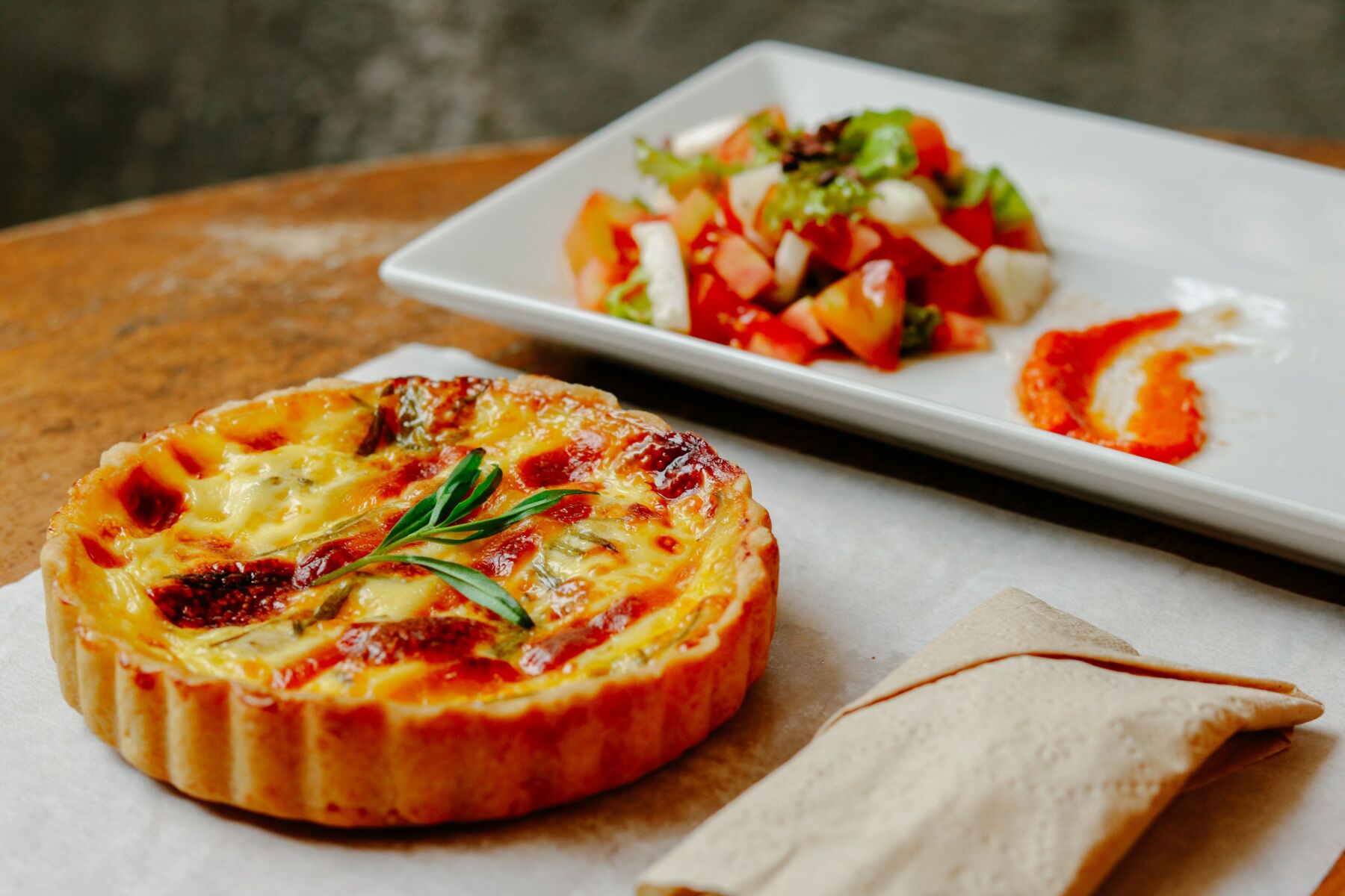pizza with green leaf