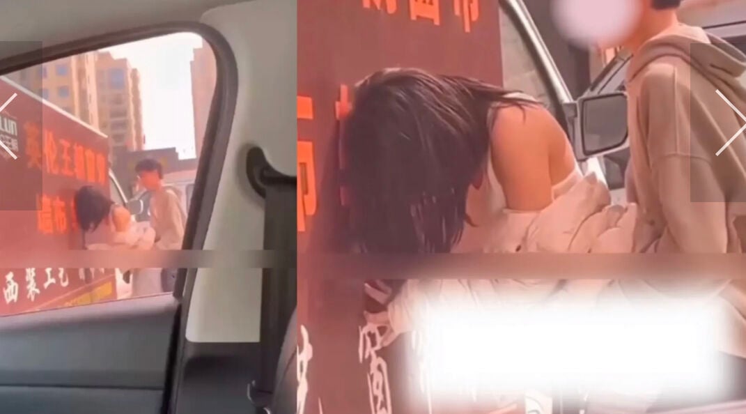 Voyeur captures Chinese students having sex behind a lorry in  