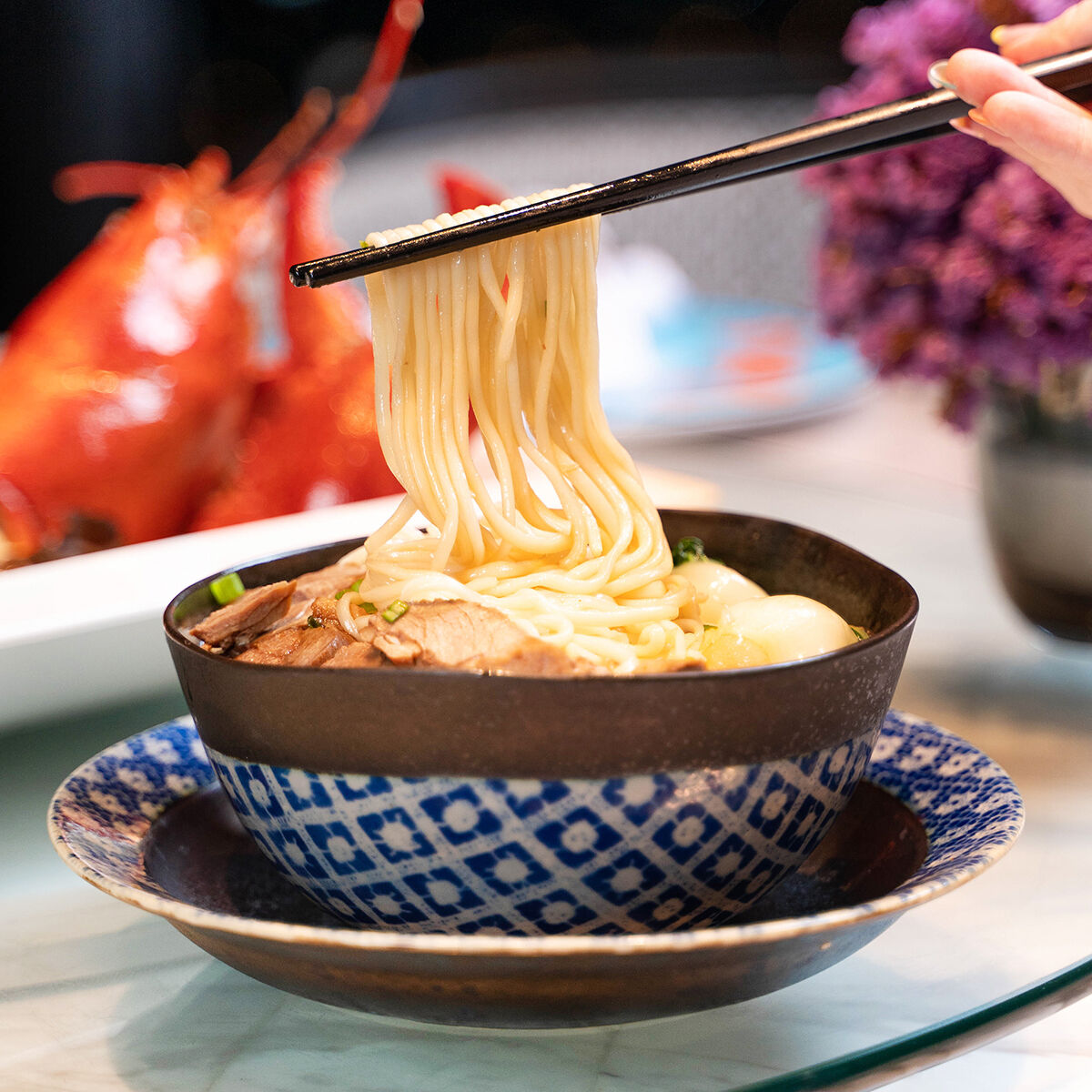 Hand-pulled noodles at Yào Restaurant and Rooftop Bar, a Chinese restaurant in Bangkok