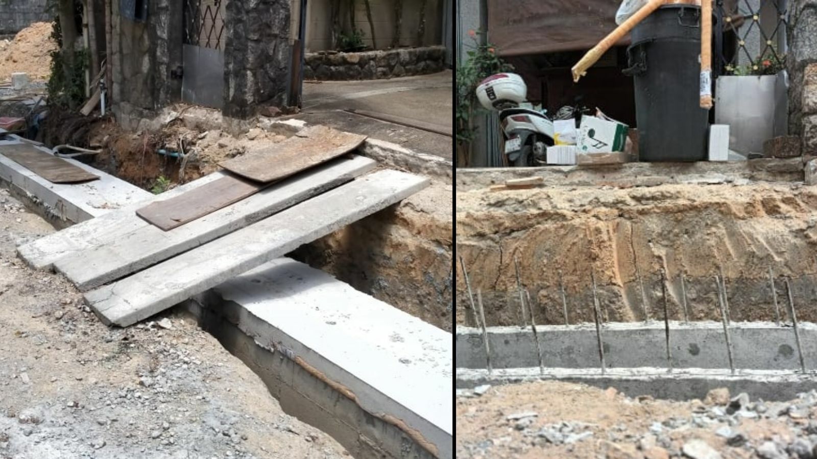 Expat’s driveway cut off as Phuket street paving creates one metre drop