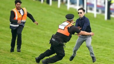 Epsom Derby disrupted by animal rights protester, man charged