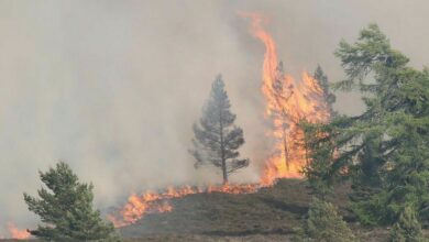 Highland wildfire rages for second day as power outages affect homes