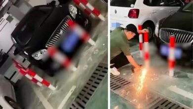 Frustrated man welds car park entrance after dispute with stubborn driver
