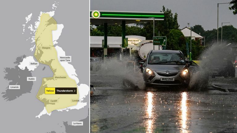 Heatwave hits 32C amid amber thunderstorm warnings and flood risks