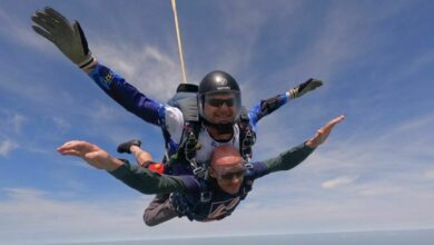 Blind, terminally ill veteran skydives, raising £3,000 for charity