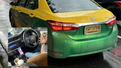 Perverted Bangkok taxi driver caught masturbating to porn while driving
