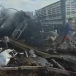 18-wheeler truck overturns and catches fire on Sri Racha motorway | Thaiger