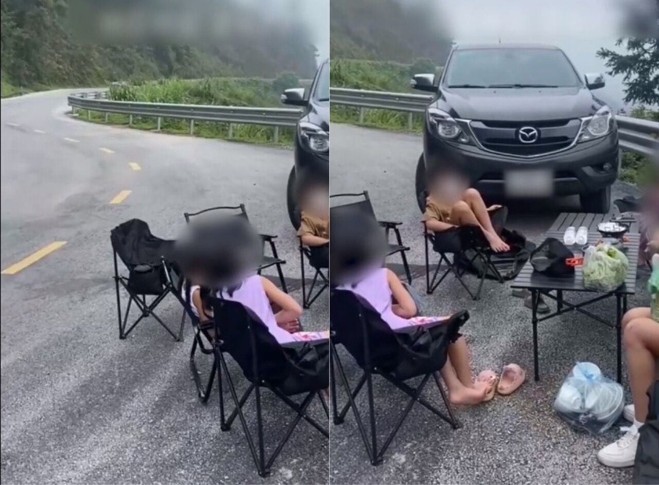 Reckless family camping on dangerous roads sparks online outcry from Vietnamese