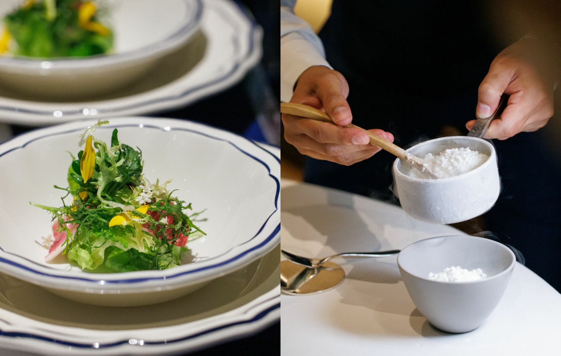 Autumn Salad, Coconut and Red Pepper Delight at Blue by Alain Ducasse