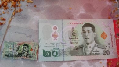 Money mishap:Thai woman’s 20 baht note goes ‘choo-choo’ in the frying pan