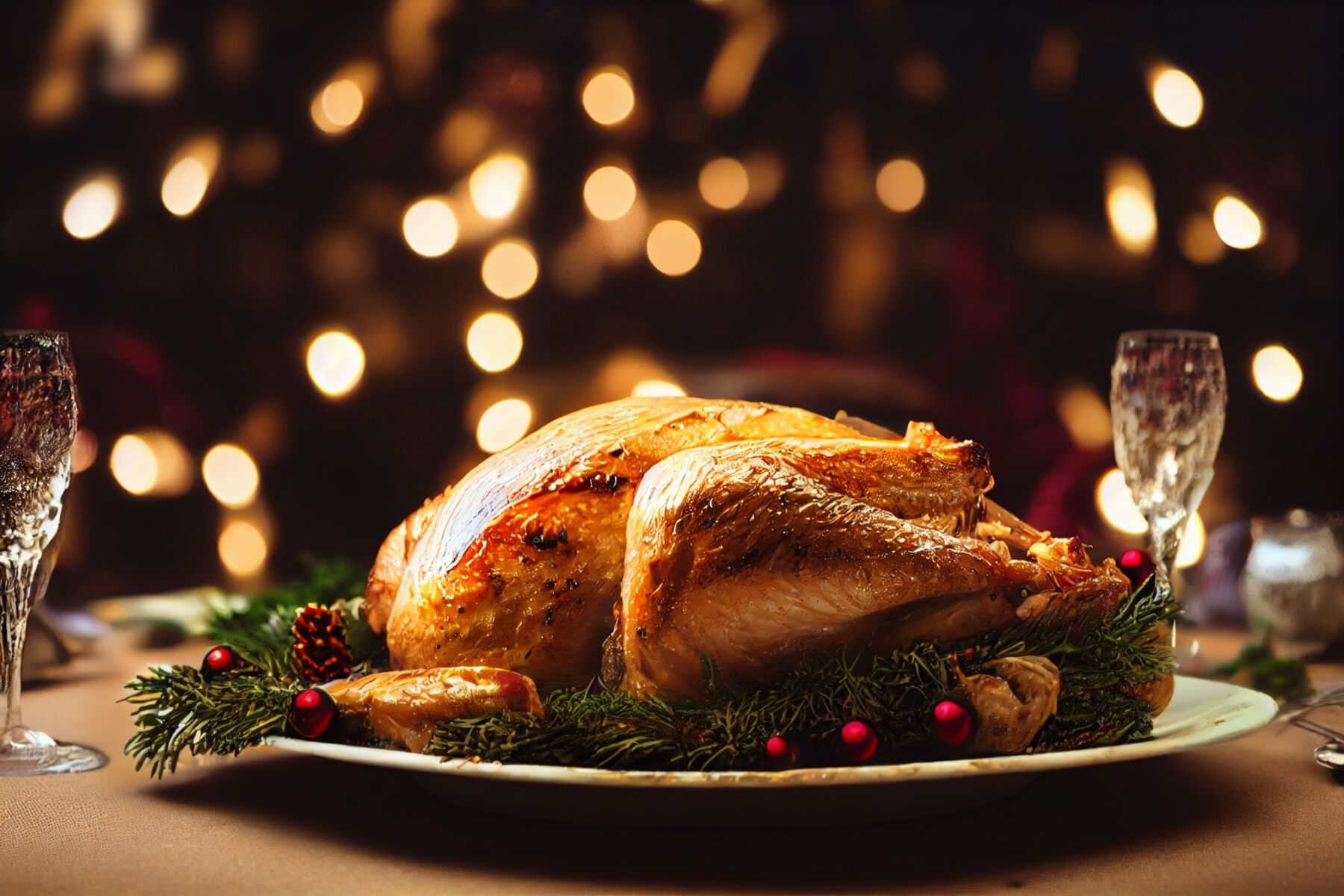 Christmas baked turkey served with holly berries AT JW Marriott Phuket Resort & Spa