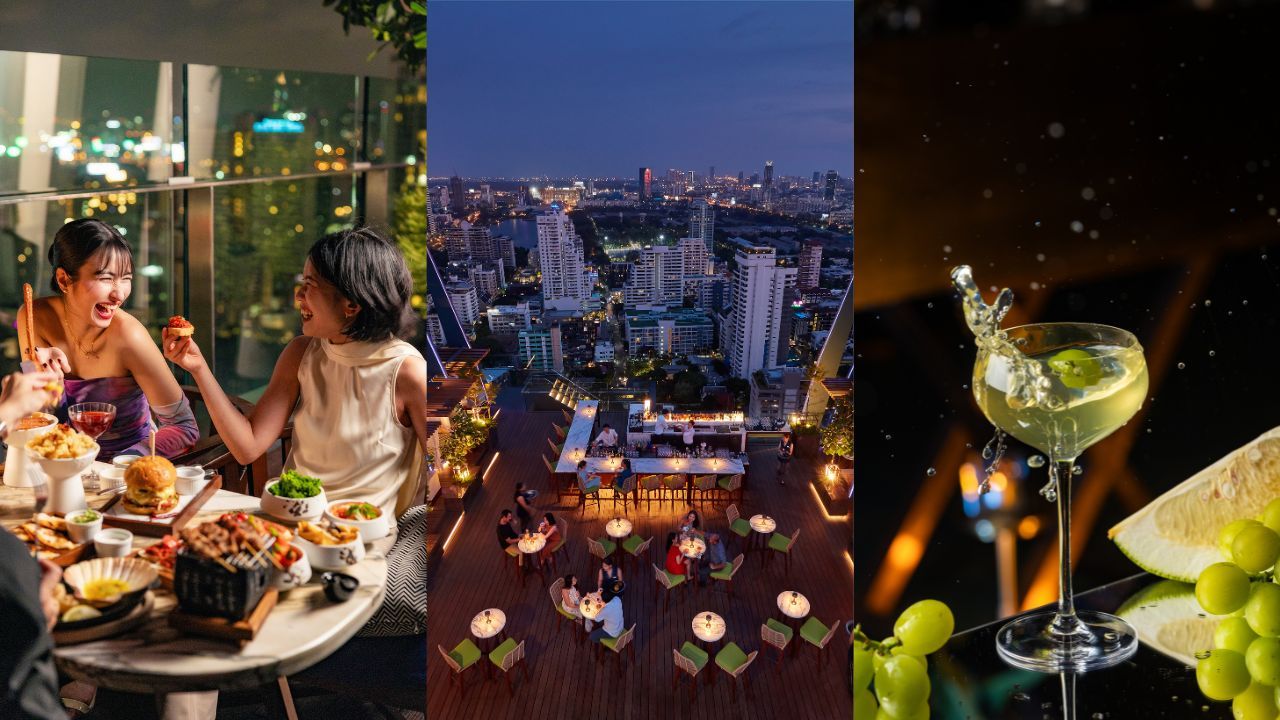 people dining at a rooftop restaurant in Bangkok, Spectrum Lounge & Bar