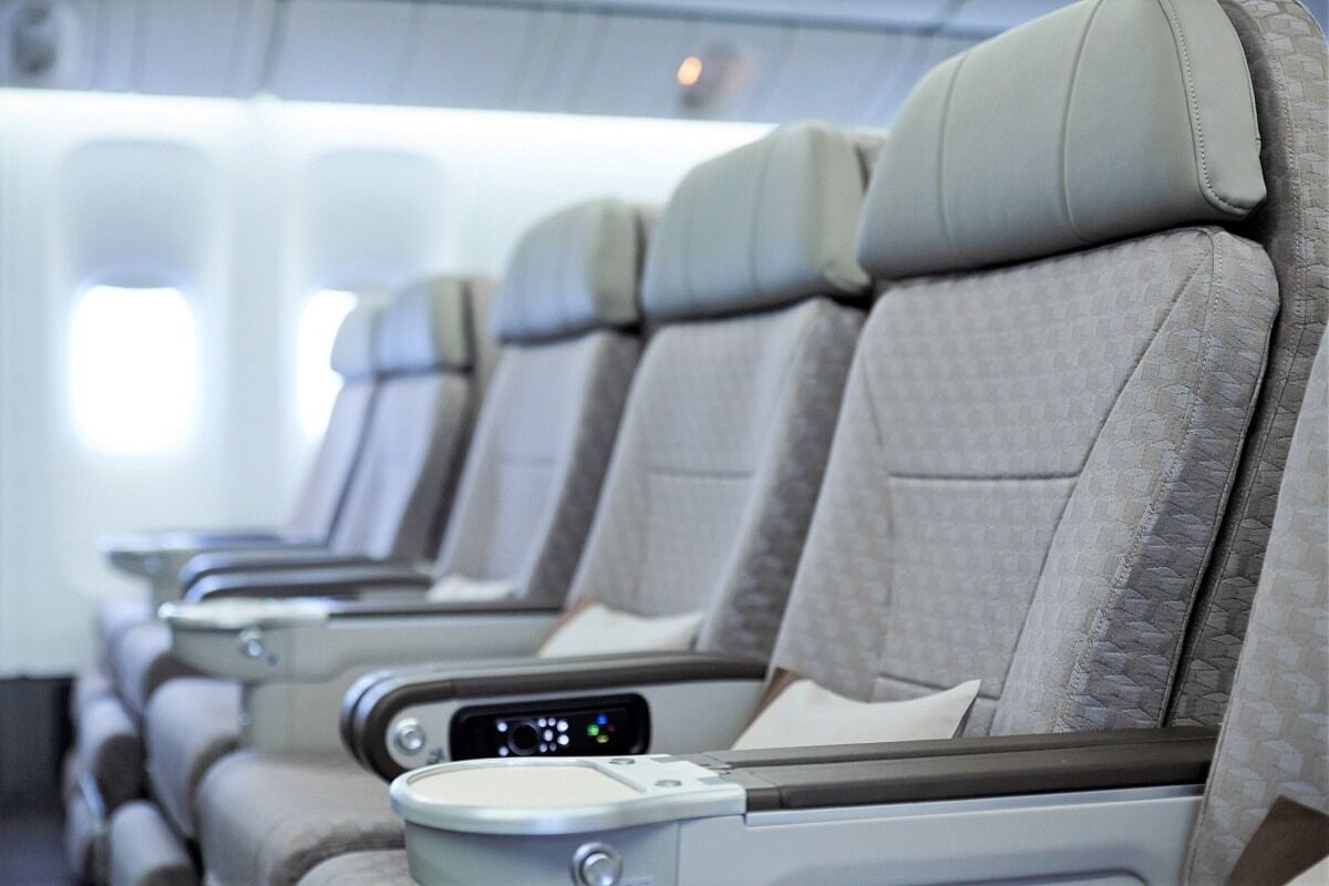 Comfortable seats at EVA Air's Premium Economy Class