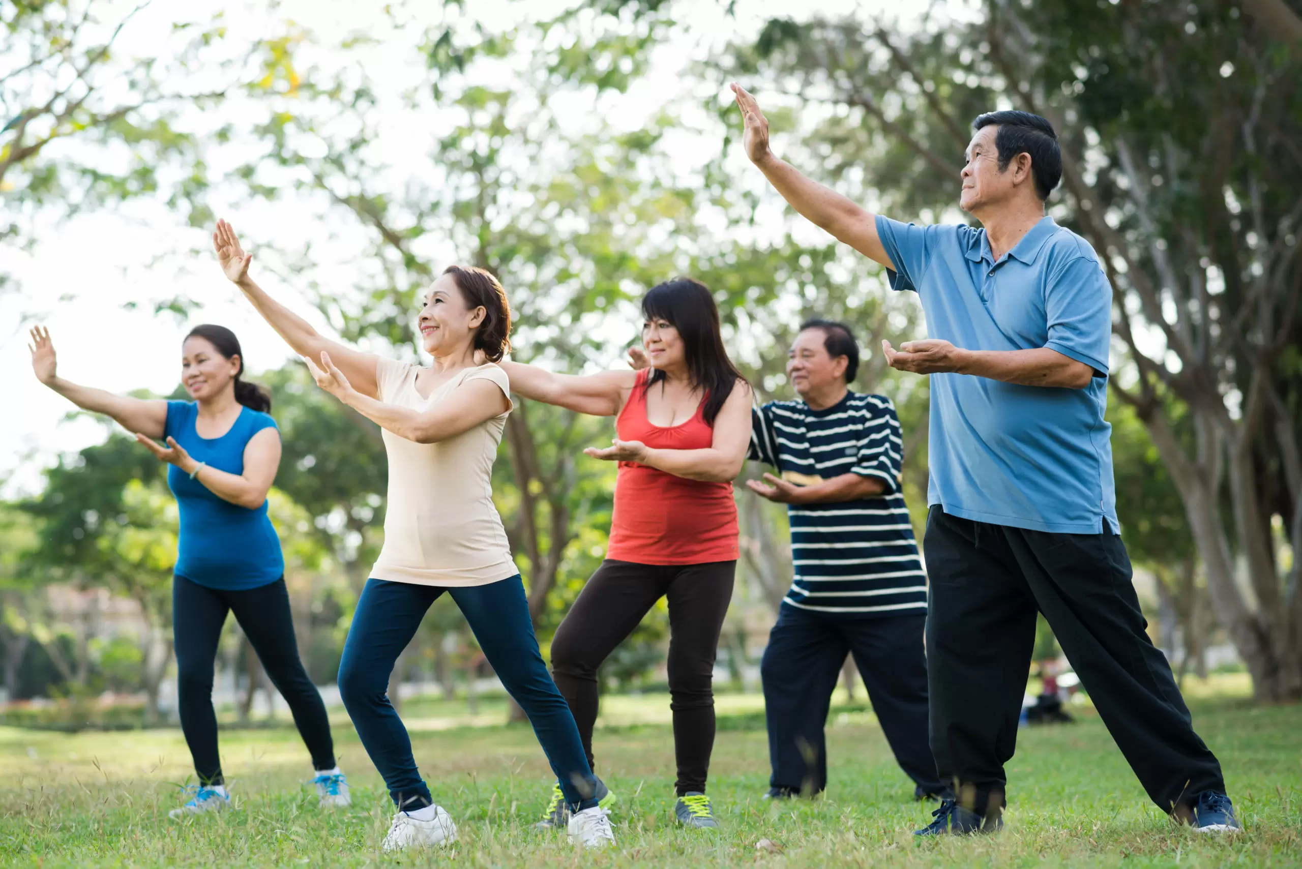 Image of people doing tai chi at the park