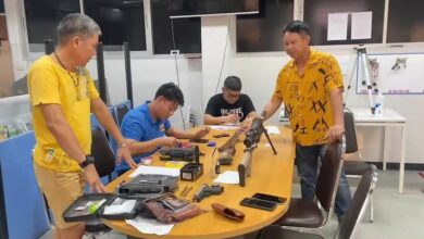 Thai trio arrested in Ban Bueng raid with drugs and firearms seized