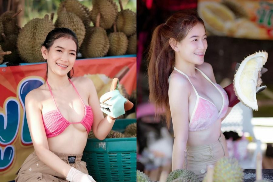 Durian diva: Thai woman sells durian in bikini, ignoring online drama