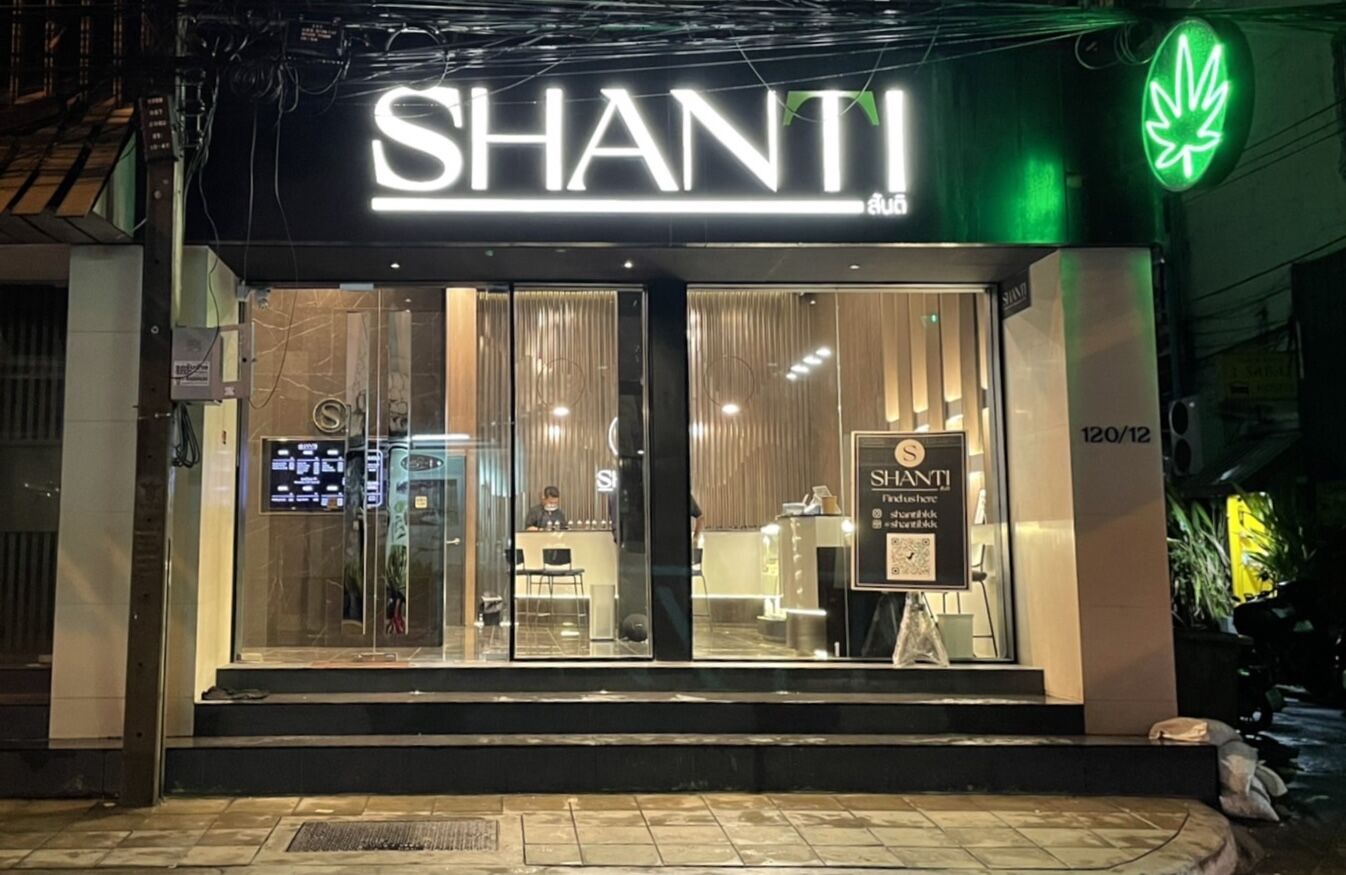 The exterior of Shanti, a cannabis dispensary in Bangkok