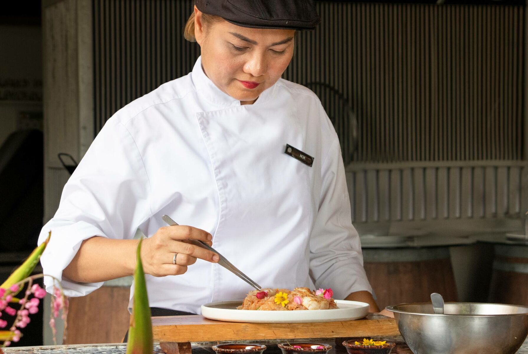 Chef Nok cooking at Tamarind Restaurant at Pullman Phuket Panwa Beach Resort