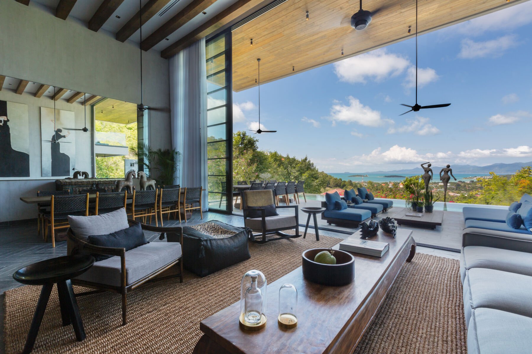 Living room at Villa Orca, a 4 bedroom ocean view villa with an additional self contained guest house located in Plai Laem, Koh Samui, Thailand