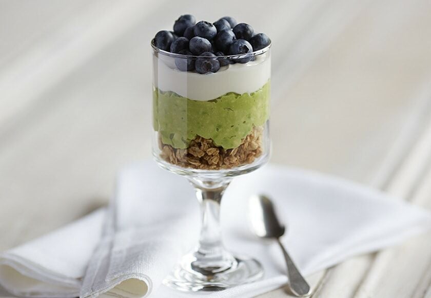 Avocado and berry breakfast parfait