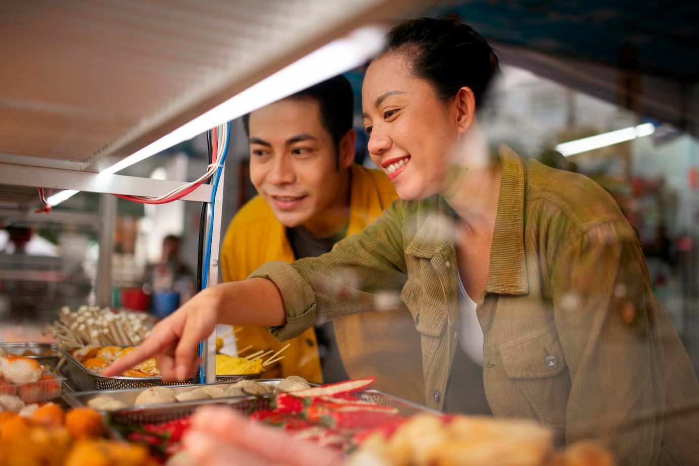 smiley people ordering food in Thailand