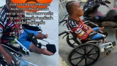 Disabled man arrested for throwing rock at car in Bangkok (video)