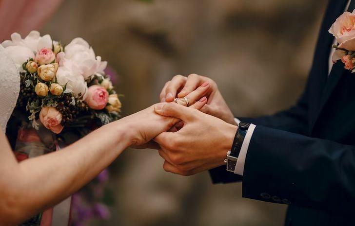 Couples holding a ring and marriage visa