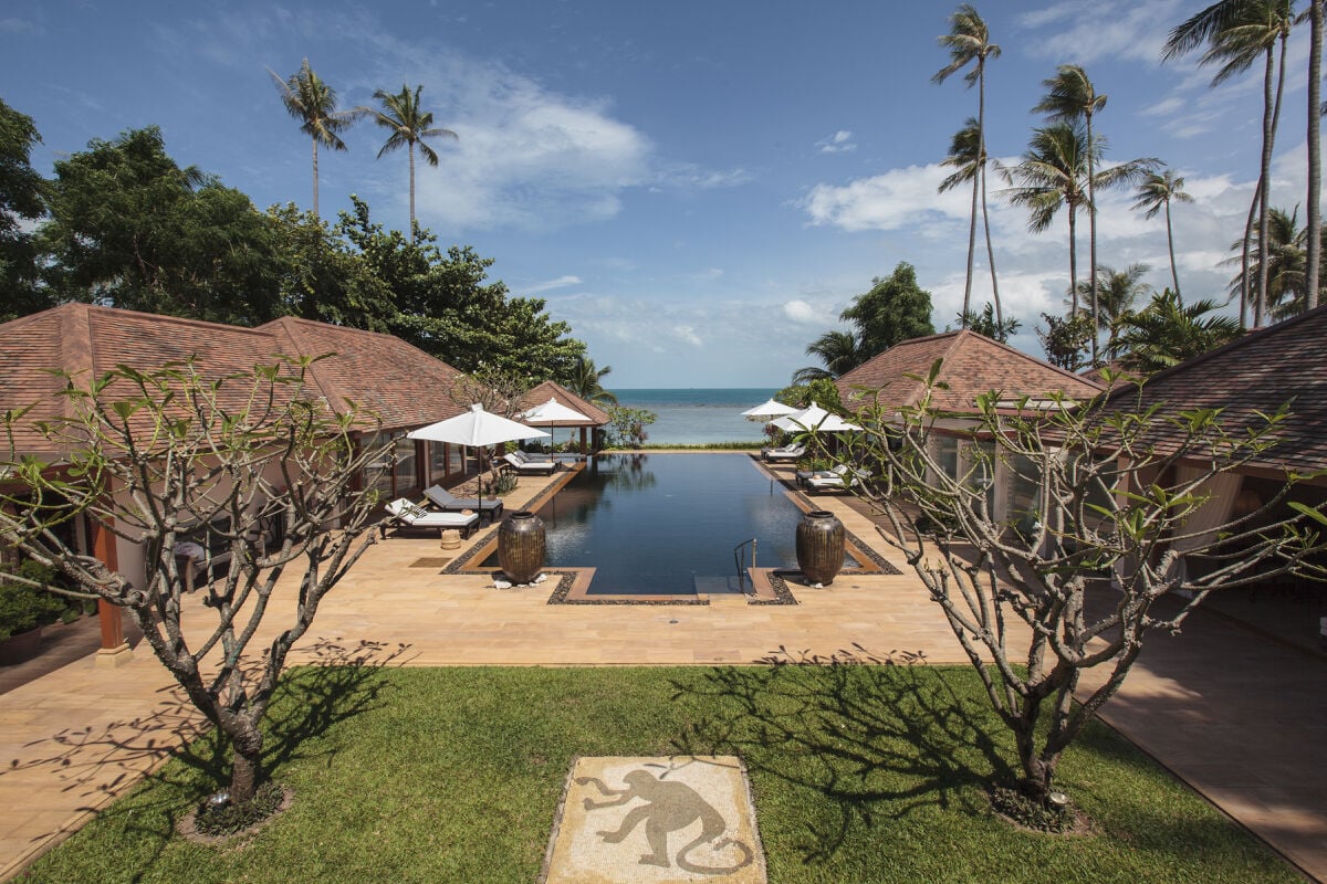 Swimming Pool at Baan Wanora, a luxury, private, beach front villa located in Laem Sor, Koh Samui, Thailand