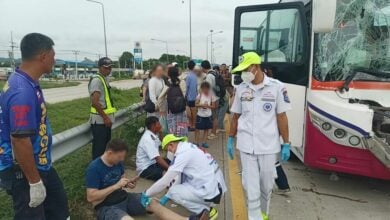 Tour bus crash in Pattaya injures Chinese tourists and motorcyclist