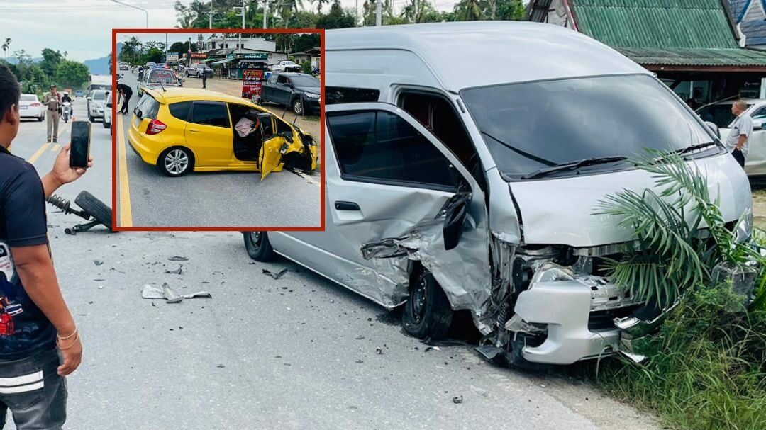 Car and school van collision in Nakhon Si Thammarat injures three