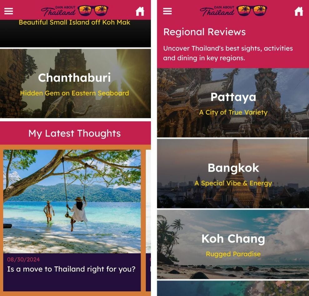 Screenshot of the Inside the Dan About Thailand app