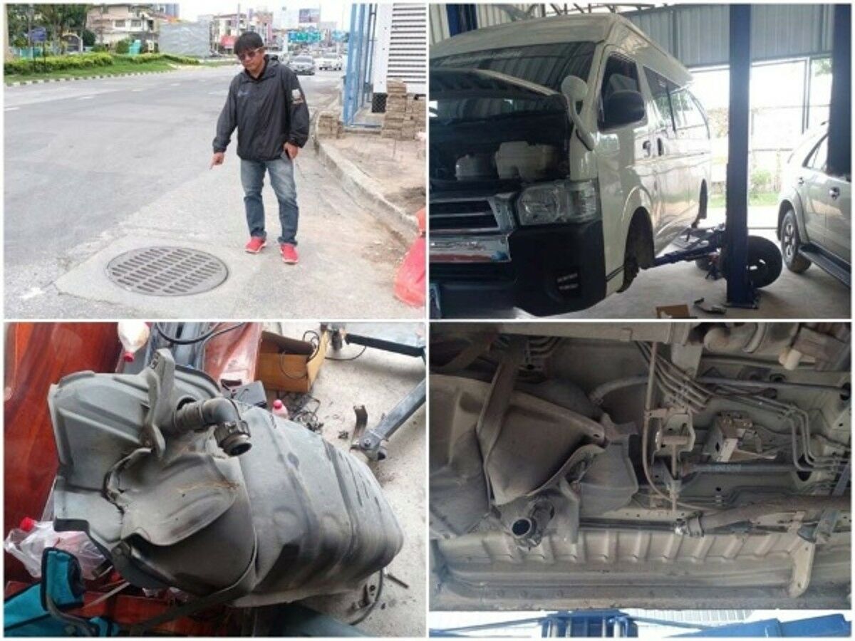 Pattaya minivan owner in despair after drain cover damages vehicle