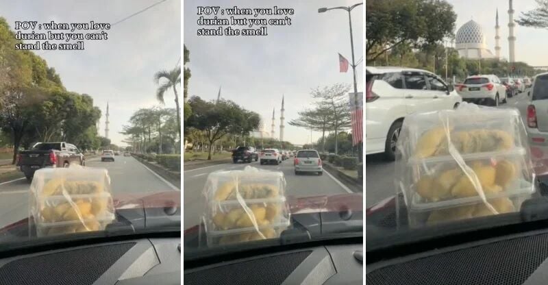 Malaysian woman goes viral for transporting durians on car (video)