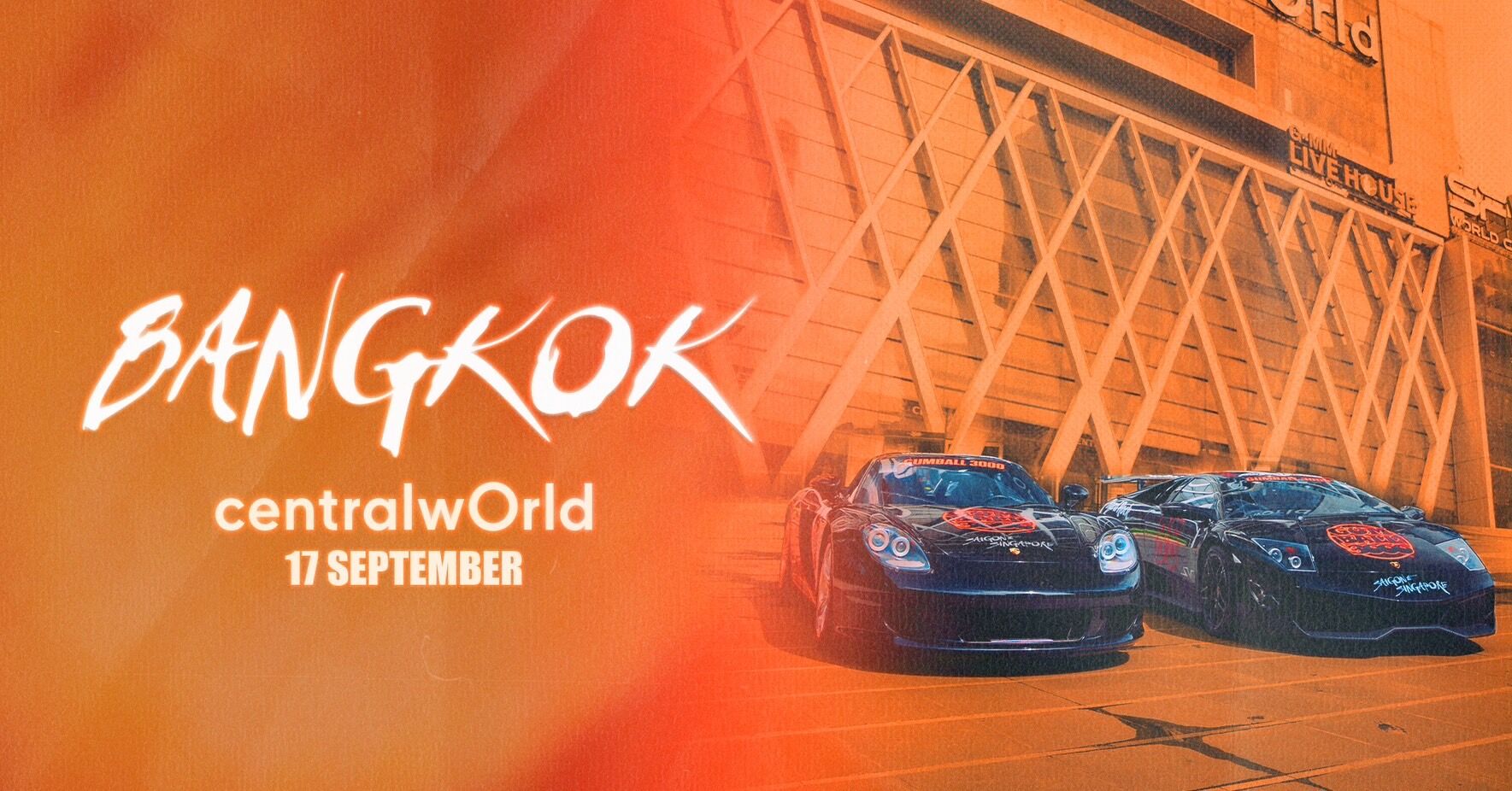 centralwOrld will host the Gumball 3000 international supercar rally on September 17