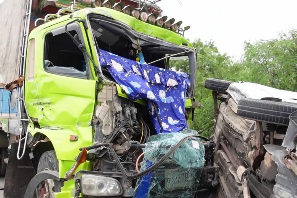 Sleepy truck driver injured after crashing into 7 parked cars