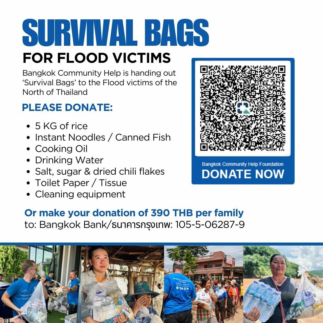 Survival bags and donation information