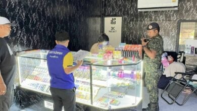 Sattahip police spark up vape raid, puff arrests and confiscations