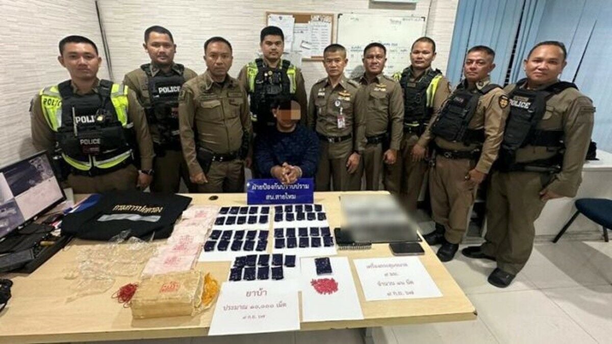 Bangkok police arrest man with 10,000 meth pills and ammunition