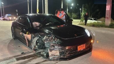 Cambodian motorcyclist killed in Chon Buri crash with Porsche