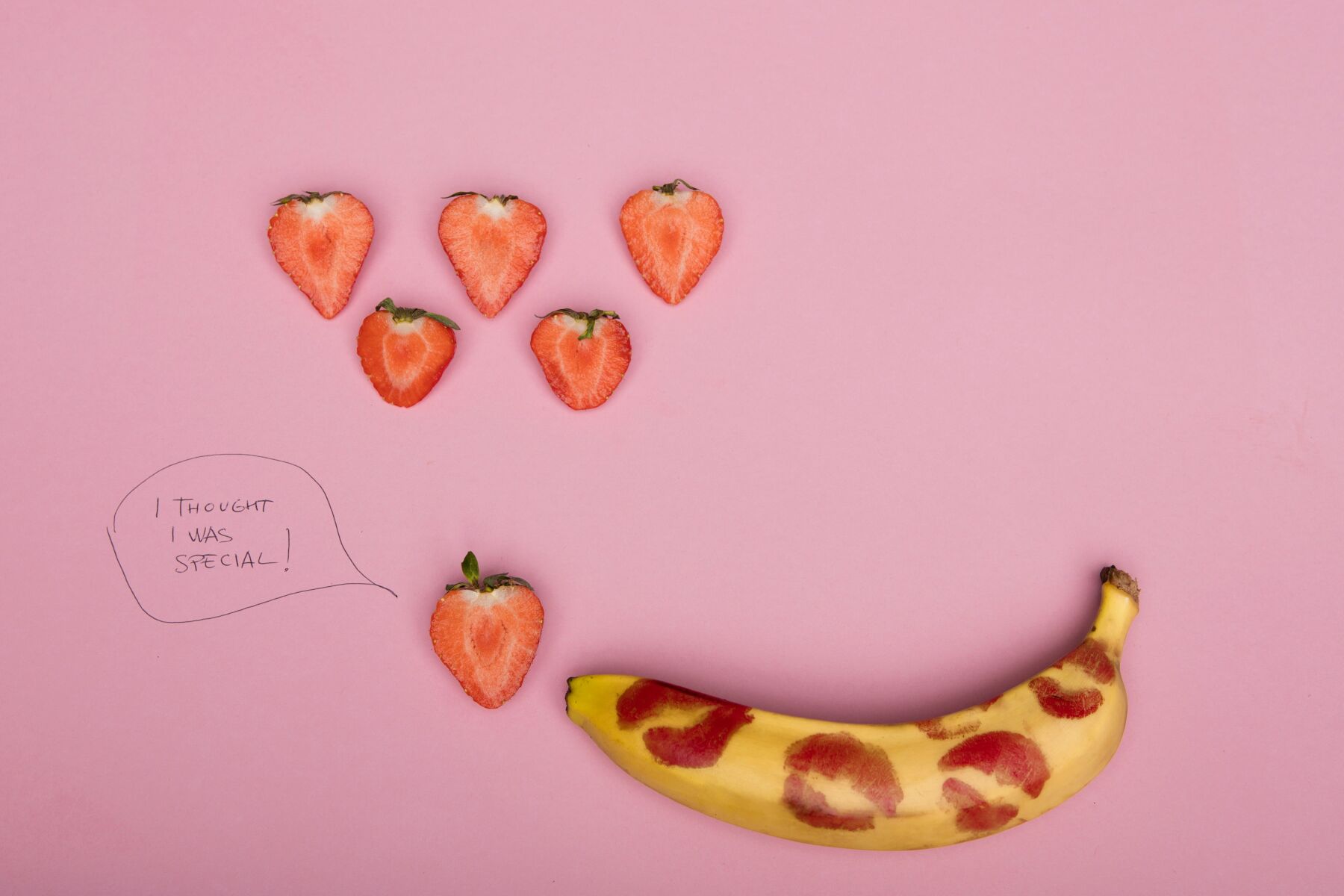 Image of a banana and strawberry 