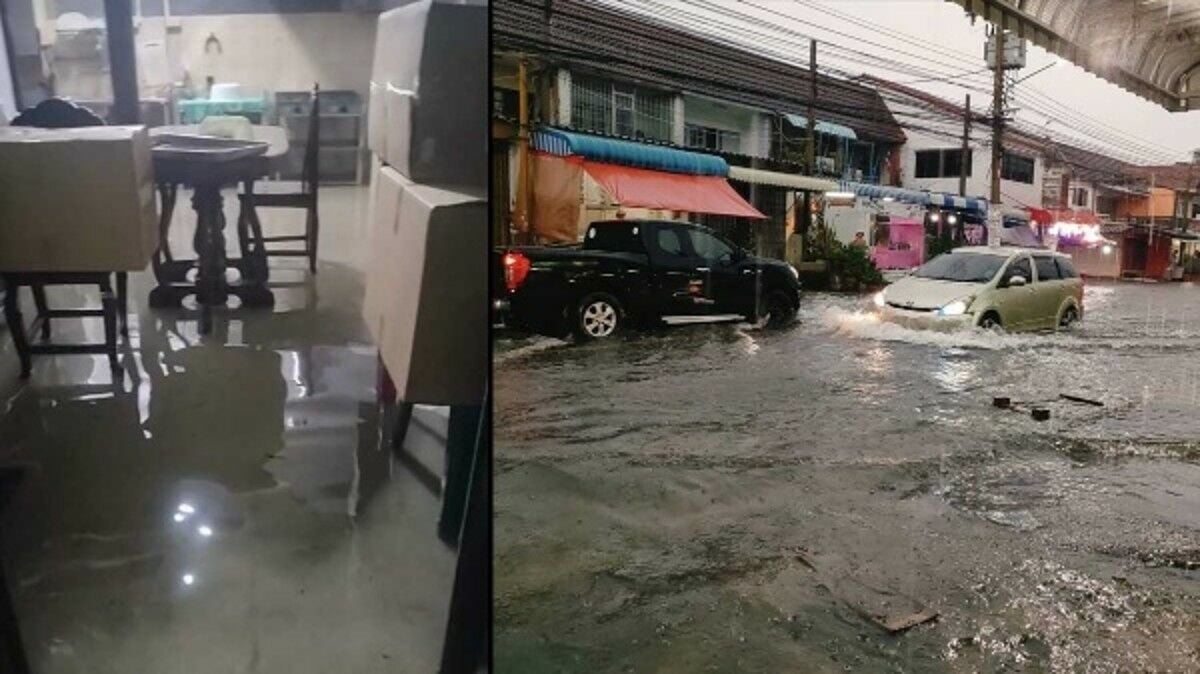 Heavy rain causes severe flooding in Don Mueang