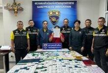 Police crack down on illegal residents, gambling in Samut Prakan